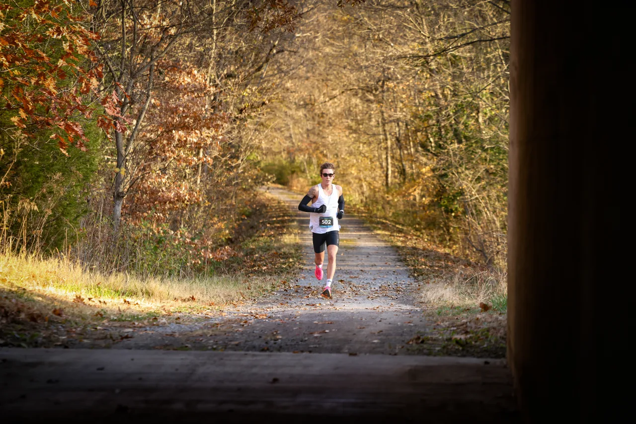 Charlie Lawrence running out of the tunnel at Tunnel Hill in 2023